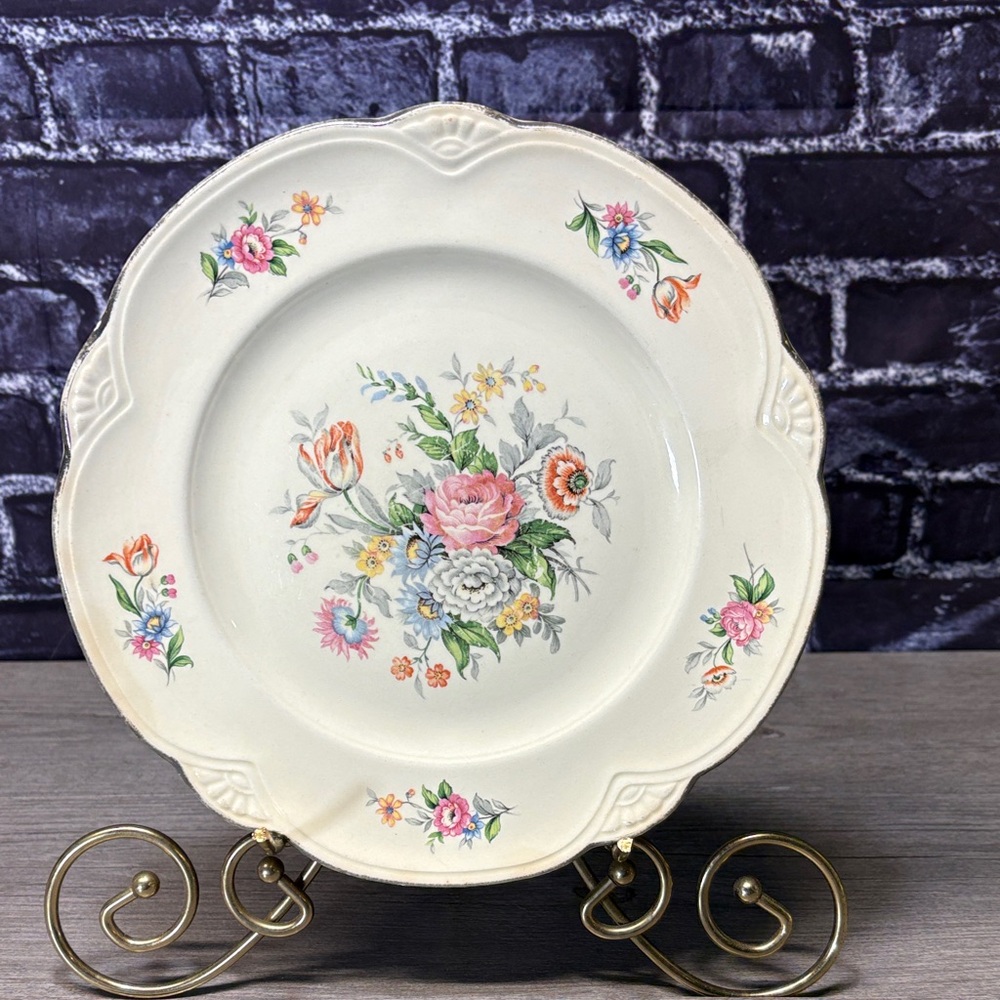 Vintage Homer Laughlin Floral Ceramic Dinner Plate